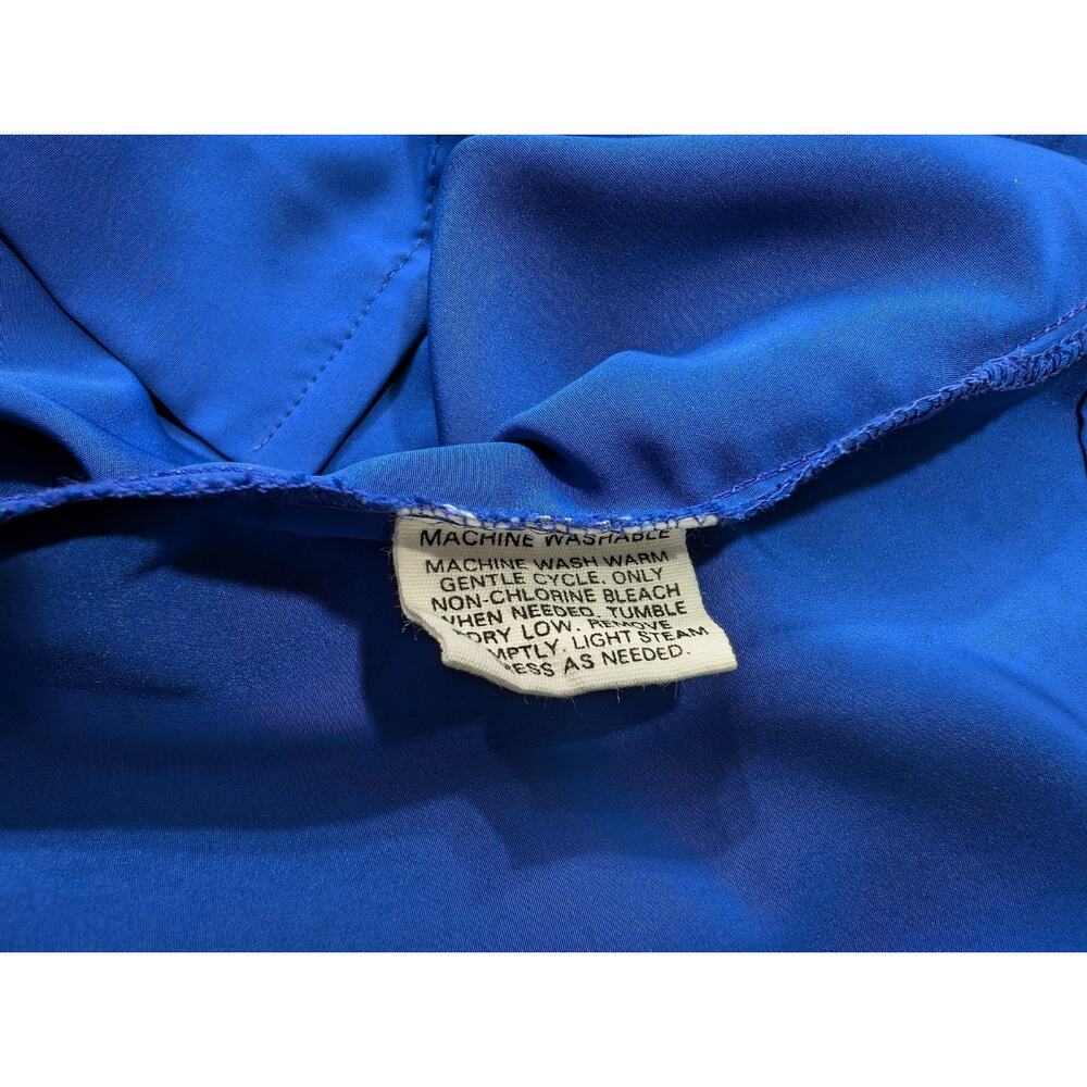 Vintage 80s Blouse Blue Pleated Front Long Sleeve Women's Size 10 Pendleton - Picture 7 of 7
